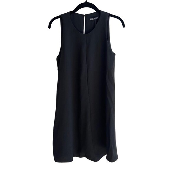 Zara NWT Minimalist Mini Sleeveless Shift Little Black Dress Size Small - Picture 2 of 10